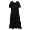 Party Dresses Women's Dress Summer Waist Round Collar Urban Women Black Puffed Sleeves Matching Large Size Casual Skirt