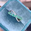 Pierścienie klastra Naturalne zielone zielone szmaragdowe pierścień okrągły styl 3 mm 0,15ct 7pcs kamień szlachetny 925 Srebrny biżuteria J238160