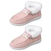 Casual Shoes Winter Flat Women's Cotton With Furry Thick Plush Lace Up Thermal Heat Retention Anti-skid For Snow