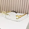 Sunglasses Y2K Designer Rimless Square Women For Men 2024 Vintage Punk Sun Glasses Gold Leopard Eyeglasses UV400