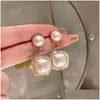 Hoop Huggie Hie Trendy Korean Long Earrings For Women Pearl Geometry Elegant Female Dangle Drop Fashion Jewelry Accessories 230920 Dhukn