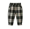 Fashion Boys Girls Plaid byxor barn dubbelficka elastisk midja casual byxor höstbarn all-matchande byxor z3924