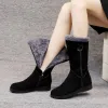 Boots chaussures femelles coin talon strass dames dames bottes de neige mi-mollet mi-haut sur la vente de promotion sans slipery y2k printemps automne en peluche pu