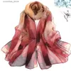 Bandanas Durag Scarves 2023 New Fashion Spring/Summer Women Floral Printing Beach Silk Scarf Shawls Female Long Wraps Beach Sunscreen Hijab 64 Colors Y240325