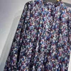 Casual Dresses Women Early Spring Style Pleated Printed Georgette Mid-Längd långärmad blommig klänning