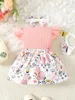 Girl Dresses 3-24Months Born Baby Dress Ruffle Edge Short Sleeved Butterfly Print Infant Clothing Summer Fashion Cute