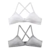 Sutiãs 2 pcs sutiã de algodão com nervuras para mulher sem fio de espuma livre sexy sem forro bralette meninas esportes cruz profunda v triângulo copo