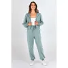 PrettyGarden Women's 2 -stycken Tracksuit Outfits Lång ärm Zip Up Sweatshirt Drawstring Sweatpants Lounge Set