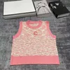 Malhas femininas camisetas designer de luxo colete clássico triângulo simples básico magro tanque superior em torno do pescoço sem mangas t camisa