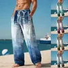 Herenbroek Broek Zomer Strand Trekkoord Elastische taille 3D Print Streep Board Shorts Heren Heren Zwemmen met voering