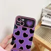 Casi di cellulare Corea di lusso Coloro solido Cannoniera a mano anti-perdita Black Heart Case Simple per iPhone 15 14 13 12 Pro Max 11 Copertura con ciondolo cardiaco H240326