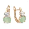 Boucles d'oreilles lustre pendantes Gkins luxe vert naturel Zircon pour femmes 585 couleur or Rose rétro fête bijoux fins cadeau livraison directe Otnex