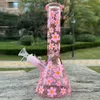 Pink Daisy Thick Beaker Bong Hookahs Heady Purple Smoking Bubbler Downstem Perc Dab Rig Bongs Recycler Water Pipe Shisha Accessories