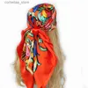 Bandanas Durag Bandanas Durag Silk Scarves Women Luxury Brand Summer Fashion Designer Head/Hair Scarf 90*90cm Hijab Bandana Cheveux Foulard Y240325