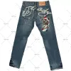 Calças de brim de rua impressas masculinas Y2K hip-hop de cintura alta retas soltas calças de pernas largas calças jeans europeias e americanas 635E #