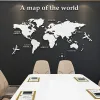 Adesivos tipo europeu mapa do mundo 3d acrílico adesivos de parede espelho de cristal adesivos para escritório sofá tv fundo adesivos decorativos