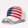 Boll Caps American Flag Baseball Hat Flash Stud Flag Deim Hip Hop Hat Outdoor Leisure Style Mens unisex Womens Hat J240325