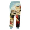 CJLM Polyester Sweatpants Man Hip Hop Wizard of Paws Cat Pants 3D Tryckt Söt orolig kattfria skeppsbyxor Z3B2#