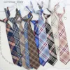 Neck Ties Neck Ties JK neckline boys and girls student lazy tie striped pure cotton tie womens shirt uniform dress accessories adjustable tie Y240325