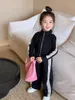 Crianças Stripe Sports Setes Girls Mirds Manga Longa Zipper Outwear Com calças soltas 2pcs Autumn Children Roupfits Z3877