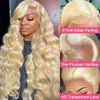 13x6 613 HD Frontal 180 Dichtheid Blonde kanten voorpruiken vooraf geplukt 12a Body Wave Human Hair Pruik 26 inch