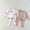 Pyjama bébé milancel ensemble dot imprimé bébé fille dormeur porte tout-petit des vêtements intérieurs costume 240325