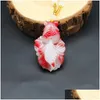Pendentif Colliers Pendentifs Naturel Rouge Blanc Jade Poisson Rouge Collier Chinois Sculpté À La Main Jadéite Charme Bijoux Mode Amet Hommes Femmes Lu Ottd5