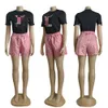 Zomer borduren trainingspakken dames casual t-shirt en shorts broek tweedelige sets gratis schip