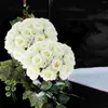 Decorative Flowers Fake Roses Artificial Faux Bouquet For Grave Memorial Arrangement Plastic Cemetery Bridesmaid