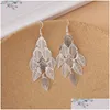 Stud Earrings Hollow Leaf Pendant Long Womens Simple Retro Alloy Drop Dangle Trendy Jewelry Delivery Otm5A