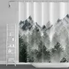 Curtains Misty Forest Shower Curtain for Bathroom Natural Woodland Fantasy Fog Winter Tree Bath Curtain Polyester Waterproof Curtain