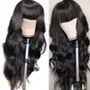 Body Wave Human Hair Wigs With Bangs Brasilian Remy Hair Machine Made Top Wig For Black Women Remy Brasilian Human Hair Wig 180%