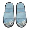 Slippers Branch With Blooming Spring Flowers Fragility Of Warm Home Plush Fashion Soft Fluffy