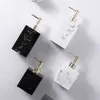 Distributeurs de savon en résine carrée marbrée créative, bouteille de Lotion Portable de voyage, accessoires de salle de bains, bouteille de distribution de shampoing, maison