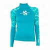 Kvinnors badkläder Kvinnor Tryckt utslag Guard långärmad UV Sun Protection Surf T Shirts Skin Dive Top Beach Surfing Clothing Floatsuit