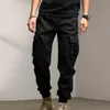 Multi-Pocket-Design-Hose, bequeme Herren-Cargohose mit Knöchelbändern, mehrere Taschen, elastische Taille für Freizeitsport, Z1JL #