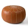 Pillow Moroccan Artificial PU Leather Sofa Stool Cover Round Ottoman Footstool Unstuffed Living Room Bedroom Covers