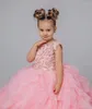 Abiti da ragazza Bellissime ragazze rosa in pizzo tulle principessa esclusivo abito da spettacolo abito da ballo fiore per matrimonio taglia per bambini 1-14T