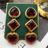Stud Earrings Vintage Medieval Jewelry Set For Women Love Glass Long Versatile Lady's Statement Wedding Evening Dress Accessories