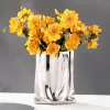 Vases Vase à fleurs en céramique de grande capacité, pièce maîtresse en or et argent, pour fête, maison, chambre à coucher, décor de Table à manger