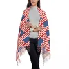 Scarves Outdoor Scarf Autumn USA Flag Shawls And Wraps Stripes Print Custom DIY Bandana Women Luxury 2024