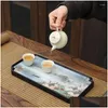 Teetabletts-Serie, schweres Bambustablett, einfaches Trockenbrauen, kleines Set im japanischen Stil, quadratischer Tisch für den Haushalt, Drop-Lieferung, Hausgarten, Küche, Otkjt