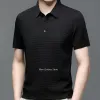 夏の新しいメンズロップアップホローショートスリーブポロシャツアイスシルクシルク通気性ブシンfi tシャツ男性ブランド服d4j2＃