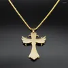 Pendentif Colliers Hip Hop croix ange aile Collier pour hommes femmes en acier inoxydable couleur or créatif mâle chaîne bijoux Collier NZZZ537S0