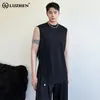 Men's Tank Tops LUZHEN Korean Elegant Split Design Sleeveless Vest 2024 Summer Solid Color Metal Buckle Fashion Street Handsome LZ1582