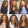 Closure Allove Highlight Bundles With Closure Deep Wave Human Hair Bundles With 4x4 Transparent Lace Closure Ombre Honey Brown Remy Hair