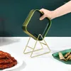 Kitchen Storage Dishes Metal Shelf Bone Dish Rack Space-saving Triangular Draining Plate Organizer Holder Gadget Racks