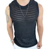 Hip Hop Men Tank Top Knitted Hollow Out Breathable Loose Vest Mens Y2K Mesh Crochet Knit Tops Sleeveless Transparent Sexy Tanks 240312