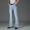 Våren 2024 Vintage Fleared Jeans för män Boot Cut Denim Jeans Classic Bell Bottom Casual Pants Fi ljusblå byxor Q2OG#