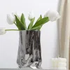 Vases Vase à fleurs en céramique de grande capacité, pièce maîtresse en or et argent, pour fête, maison, chambre à coucher, décor de Table à manger